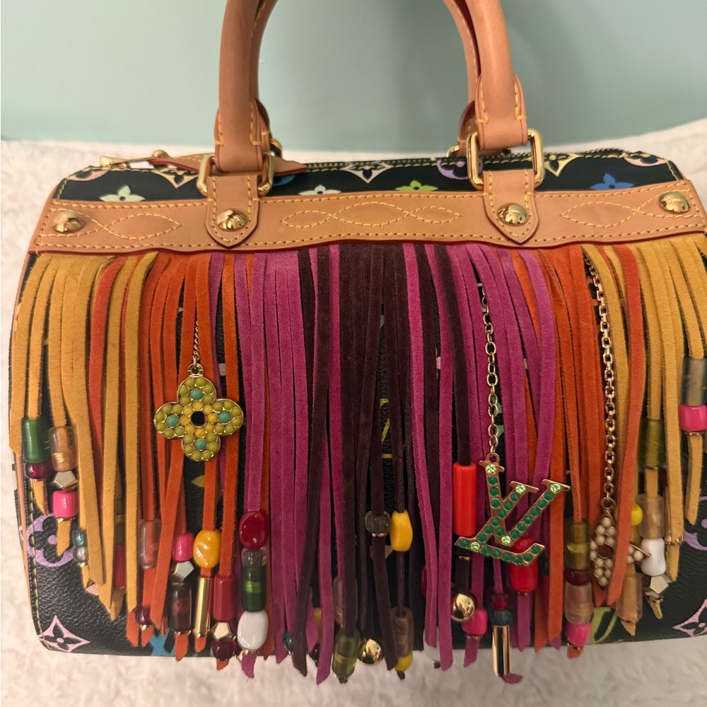 🦄🦄Limited Edition Louis Vuitton black multicolor Fringe speedy